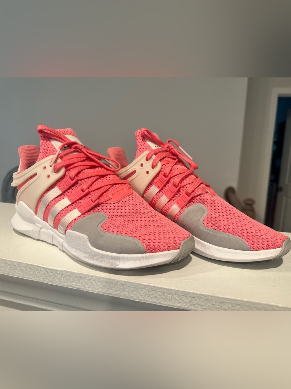 adidas Originals Coral Pink Knit Lace-Up Sneakers